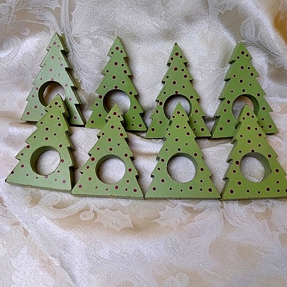 Christmas Tree Wooden Napkin Ring Set/8 - Picture 9 of 12